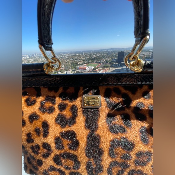 DOLCE & GABBANA Sicily Leopard Roses Pony-hair Bag  W Sequin Embroidery - Picture 7 of 15